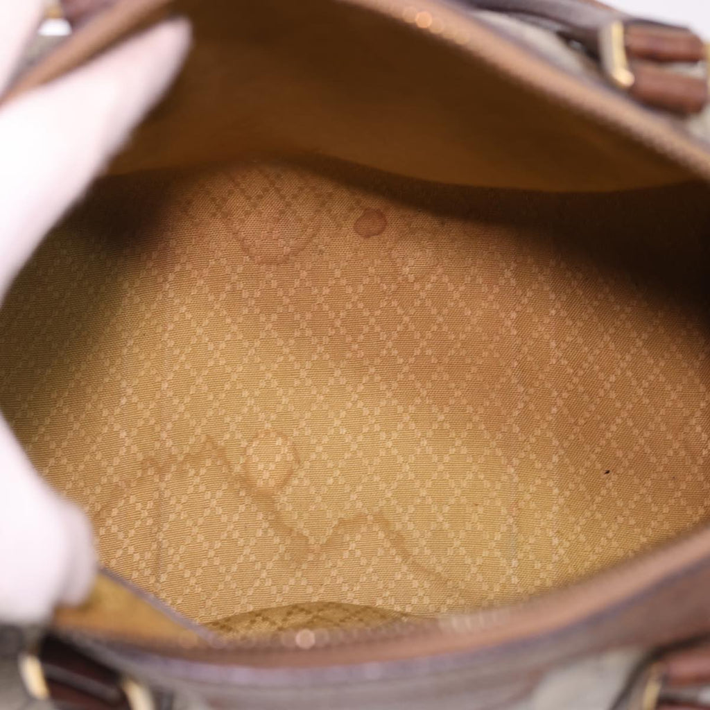 GUCCI GG Canvas Hand Bag PVC Leather Beige yk6522