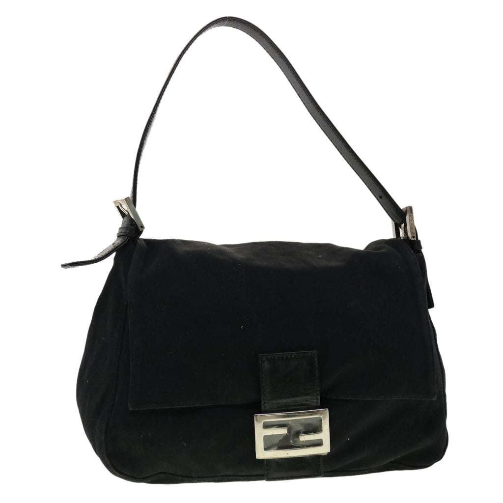 FENDI Mamma Baguette Shoulder Bag Nylon Black yk6524