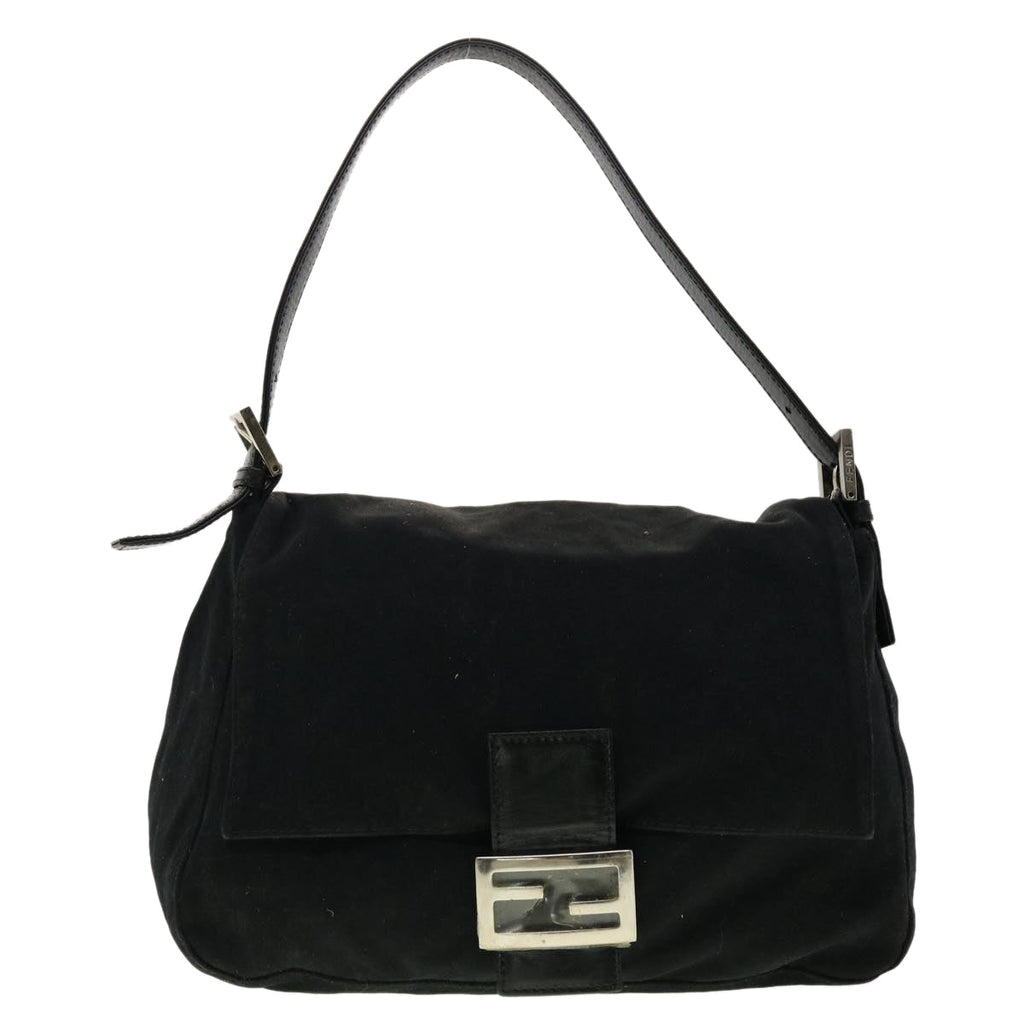 FENDI Mamma Baguette Shoulder Bag Nylon Black yk6524