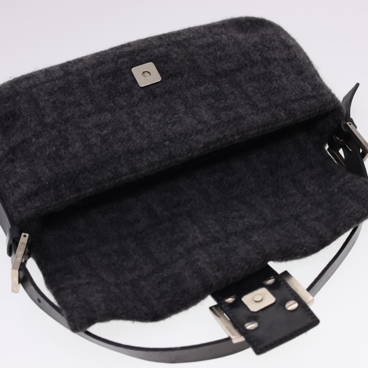 FENDI Zucca Canvas Mamma Baguette Shoulder Bag Cotton Gray yk6531