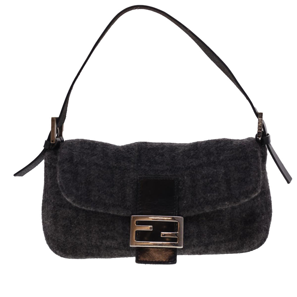 FENDI Zucca Canvas Mamma Baguette Shoulder Bag Cotton Gray yk6531