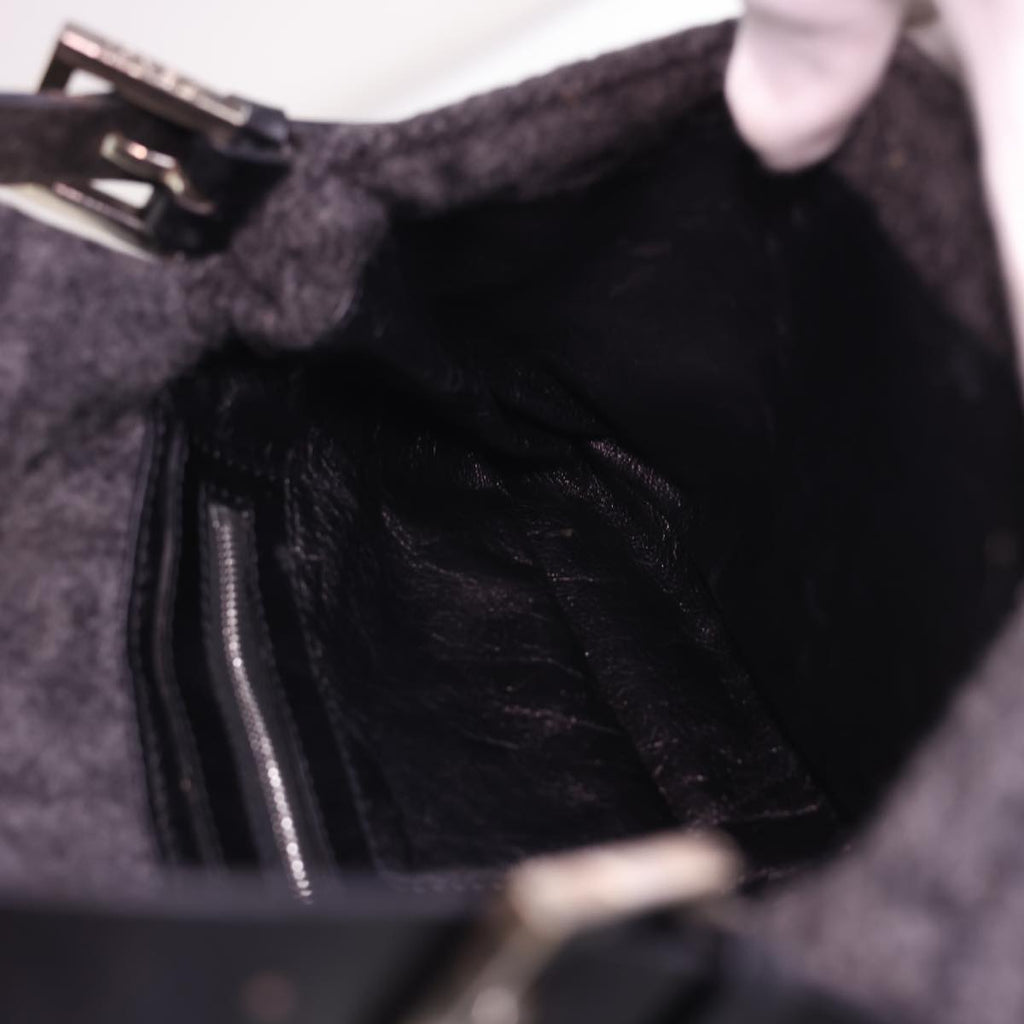FENDI Zucca Canvas Mamma Baguette Shoulder Bag Cotton Gray yk6531