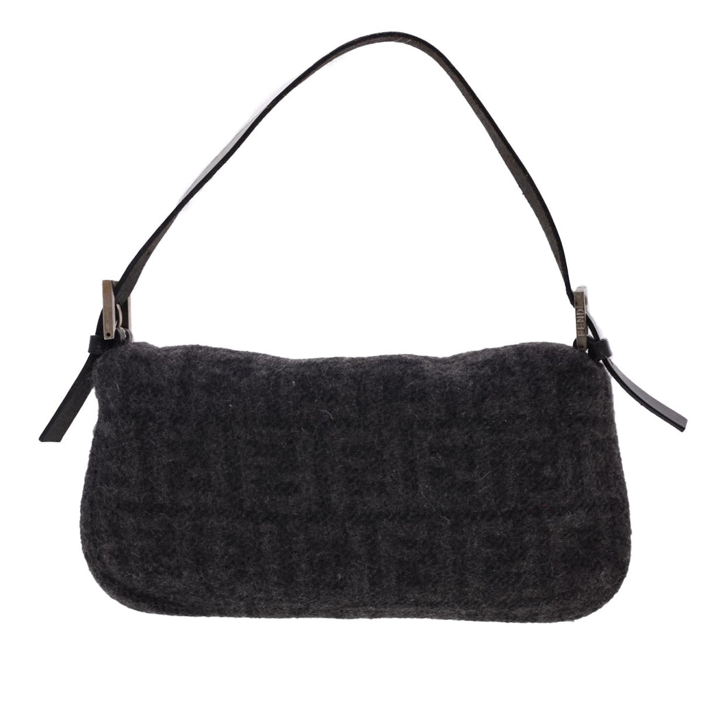 FENDI Zucca Canvas Mamma Baguette Shoulder Bag Cotton Gray yk6531