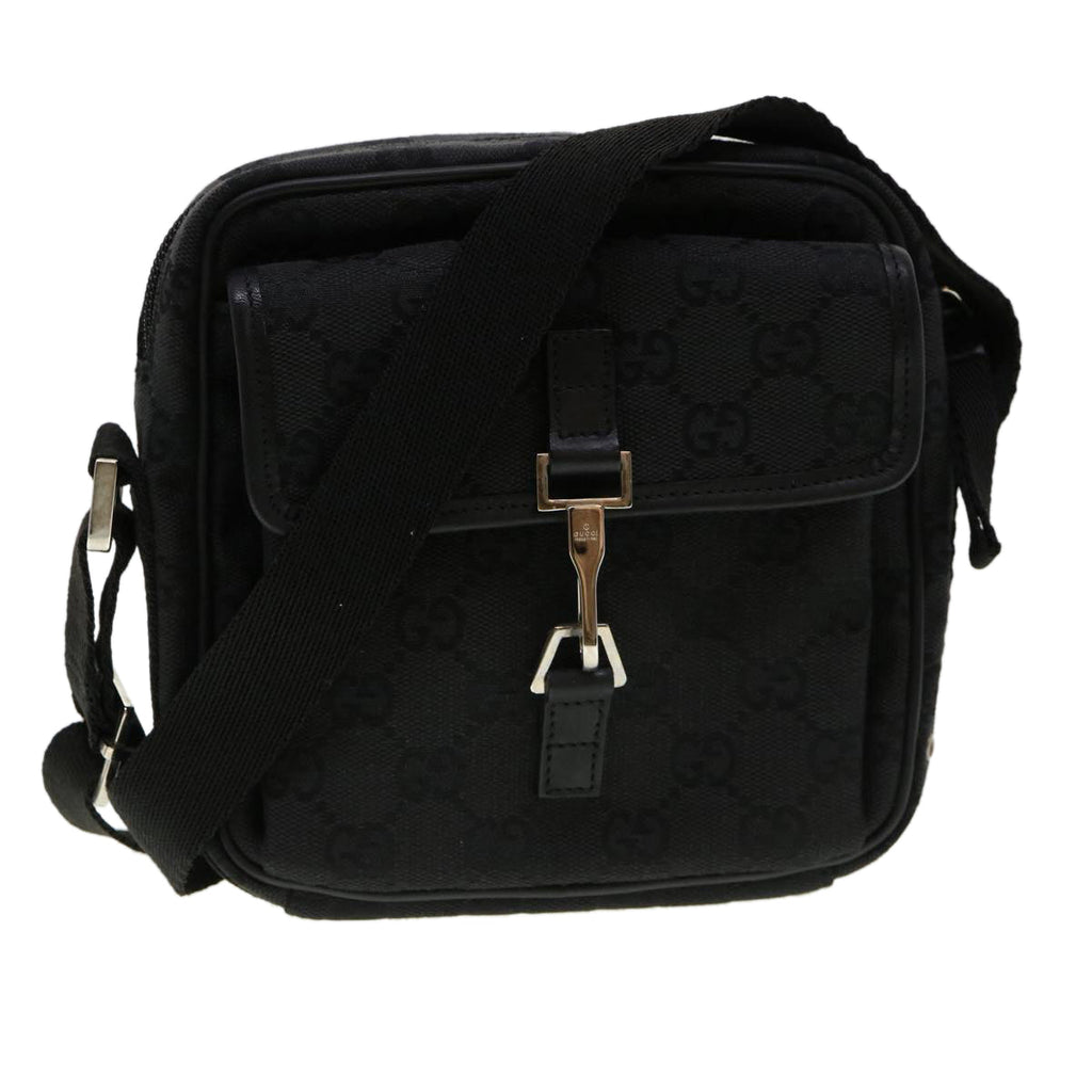 GUCCI GG Canvas Jackie Shoulder Bag Black 90470 yk6565