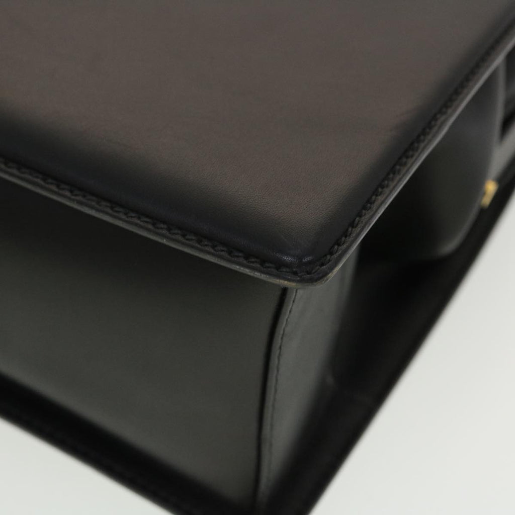 GUCCI Bamboo Turn Lock Clasp Hand Bag Leather Black yk6576