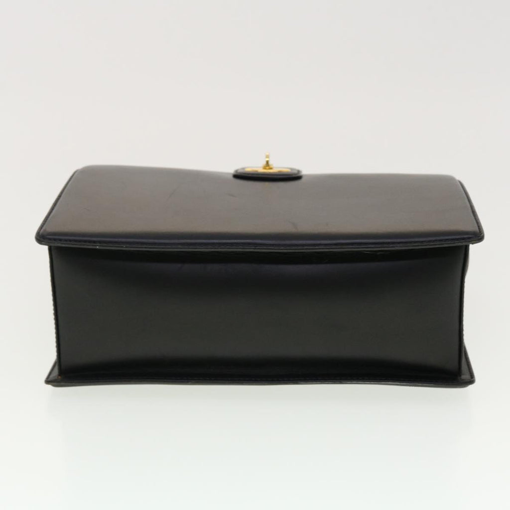 GUCCI Bamboo Turn Lock Clasp Hand Bag Leather Black yk6576