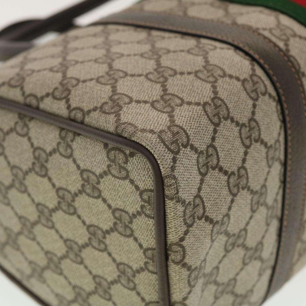 GUCCI GG Canvas Web Sherry Line Boston Bag PVC Leather Beige Green yk6588B