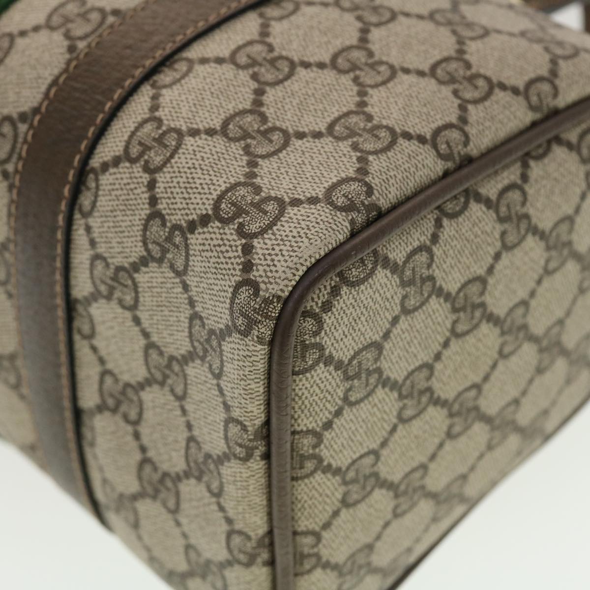 GUCCI GG Canvas Web Sherry Line Boston Bag PVC Leather Beige Green yk6589B