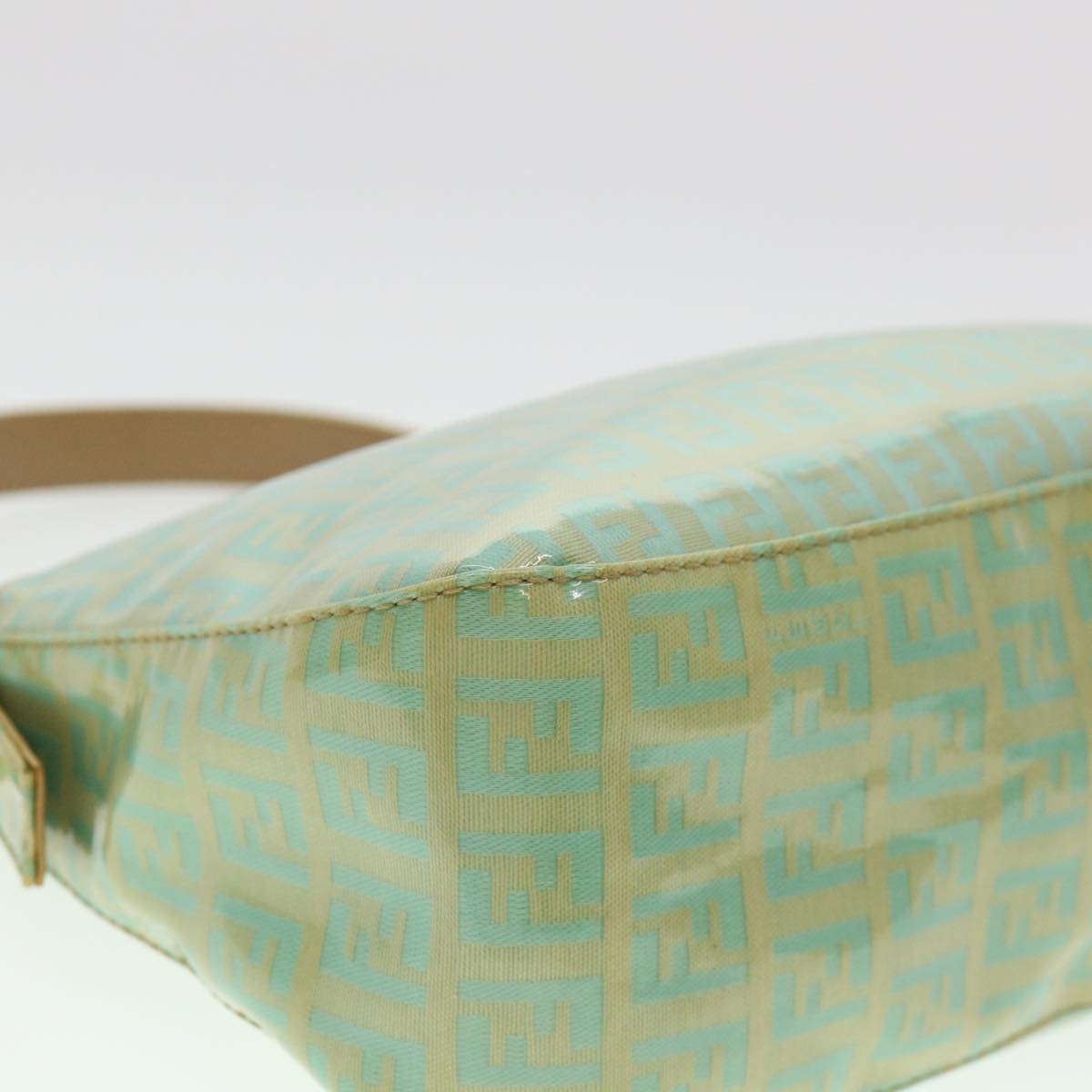 FENDI Zucchino Mamma Baguette Shoulder Bag Coated Canvas Light Blue yk6594B