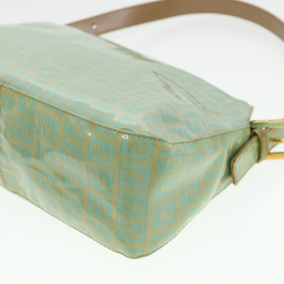 FENDI Zucchino Mamma Baguette Shoulder Bag Coated Canvas Light Blue yk6594B