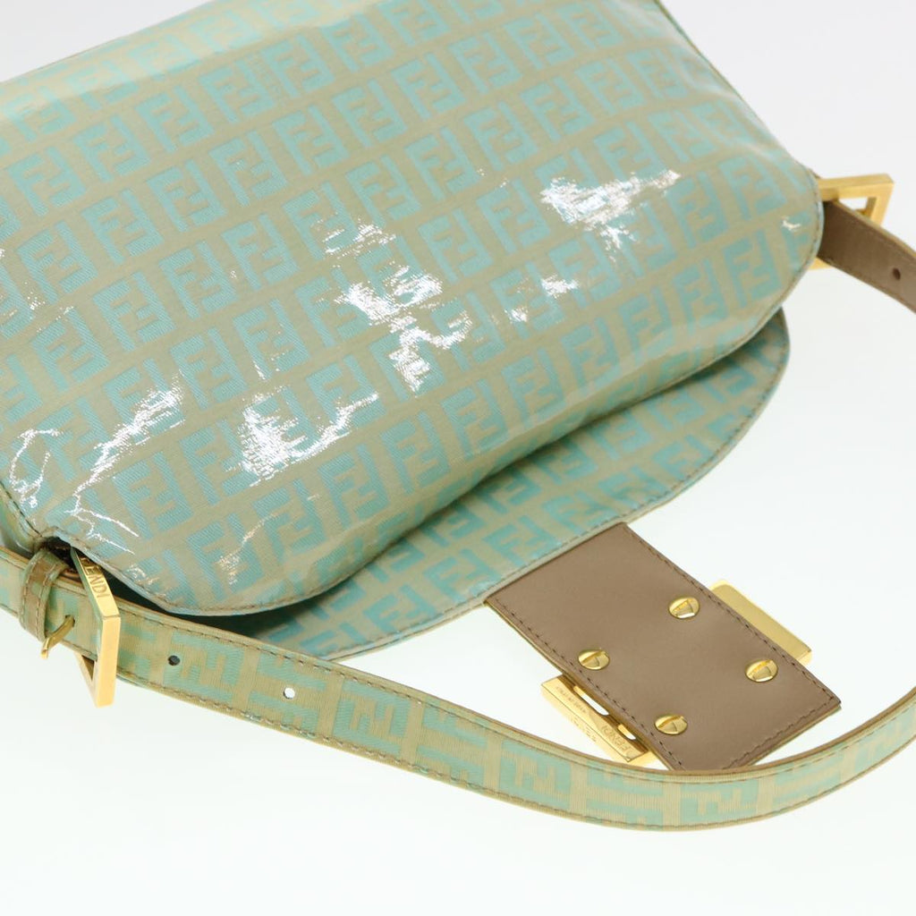 FENDI Zucchino Mamma Baguette Shoulder Bag Coated Canvas Light Blue yk6594B