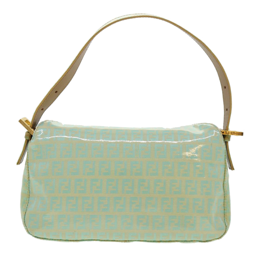 FENDI Zucchino Mamma Baguette Shoulder Bag Coated Canvas Light Blue yk6594B