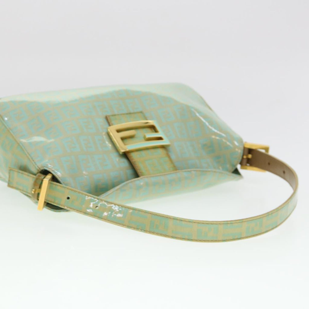 FENDI Zucchino Mamma Baguette Shoulder Bag Coated Canvas Light Blue yk6594B
