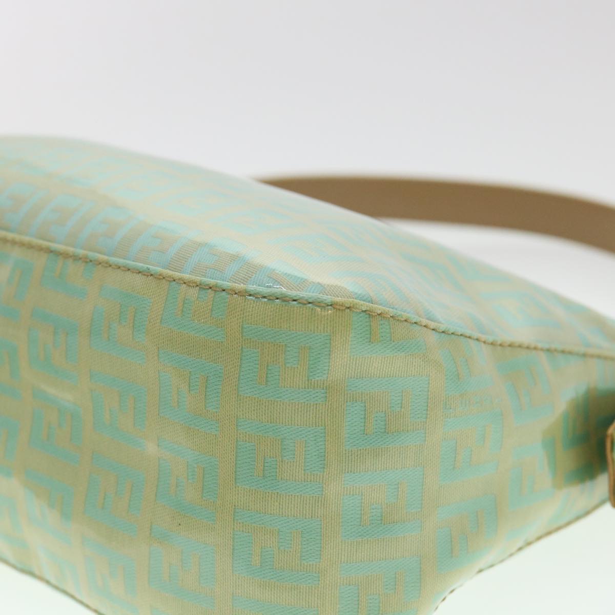 FENDI Zucchino Mamma Baguette Shoulder Bag Coated Canvas Light Blue yk6594B