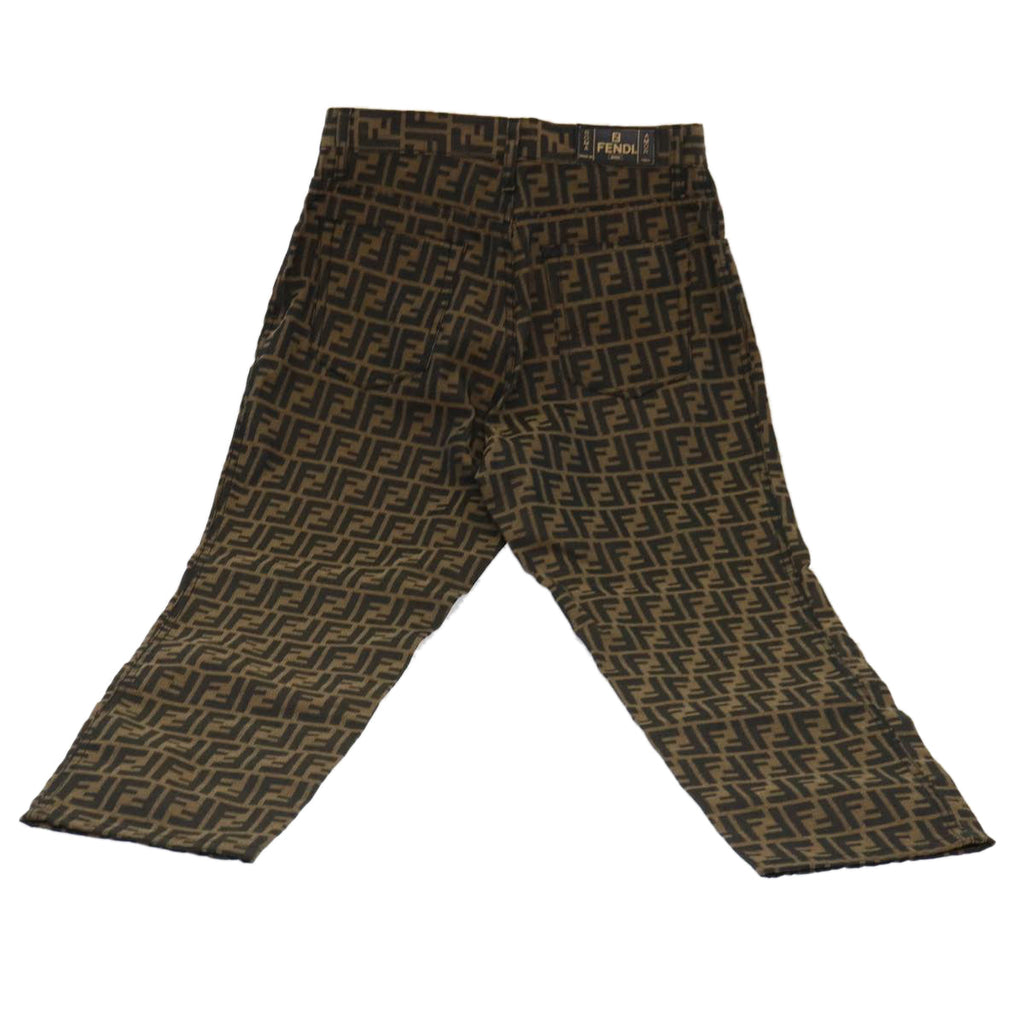 FENDI Zucca Canvas Pants Polyester Cotton X6 Black Brown yk6611