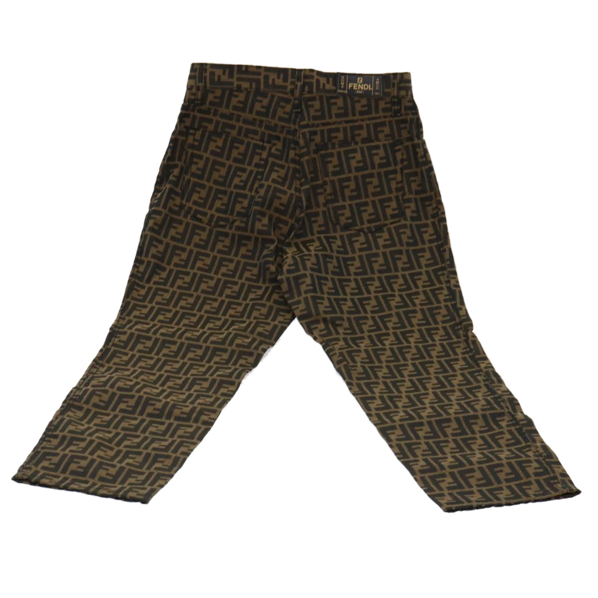 FENDI Zucca Canvas Pants Polyester Cotton X6 Black Brown yk6611