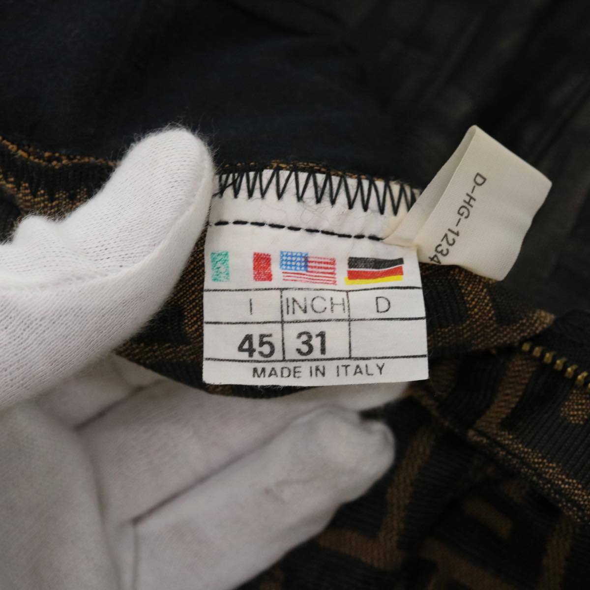 FENDI Zucca Canvas Pants Polyester Cotton X6 Black Brown yk6611