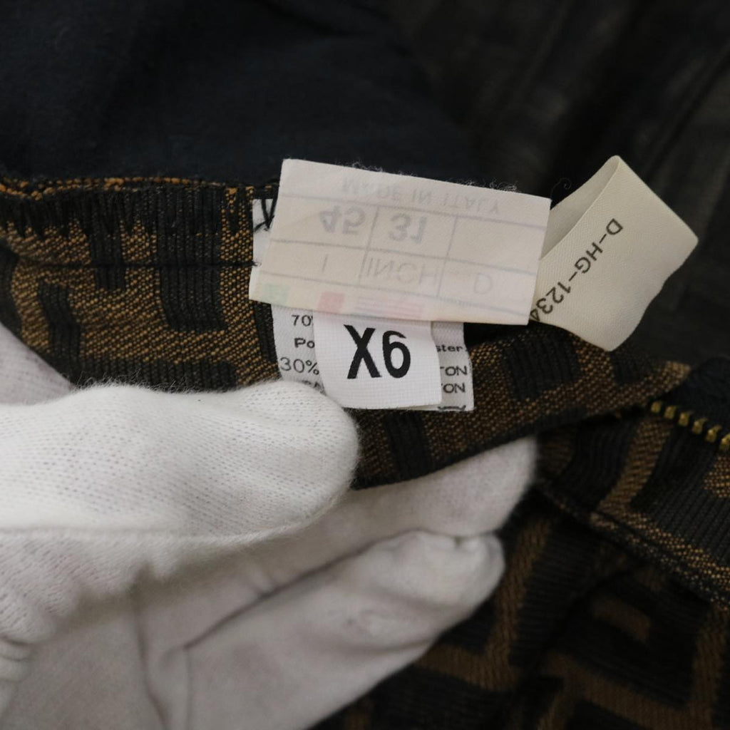 FENDI Zucca Canvas Pants Polyester Cotton X6 Black Brown yk6611