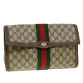 GUCCI GG Canvas Web Sherry Line Clutch Bag Beige Red 89.01.007 yk6645B
