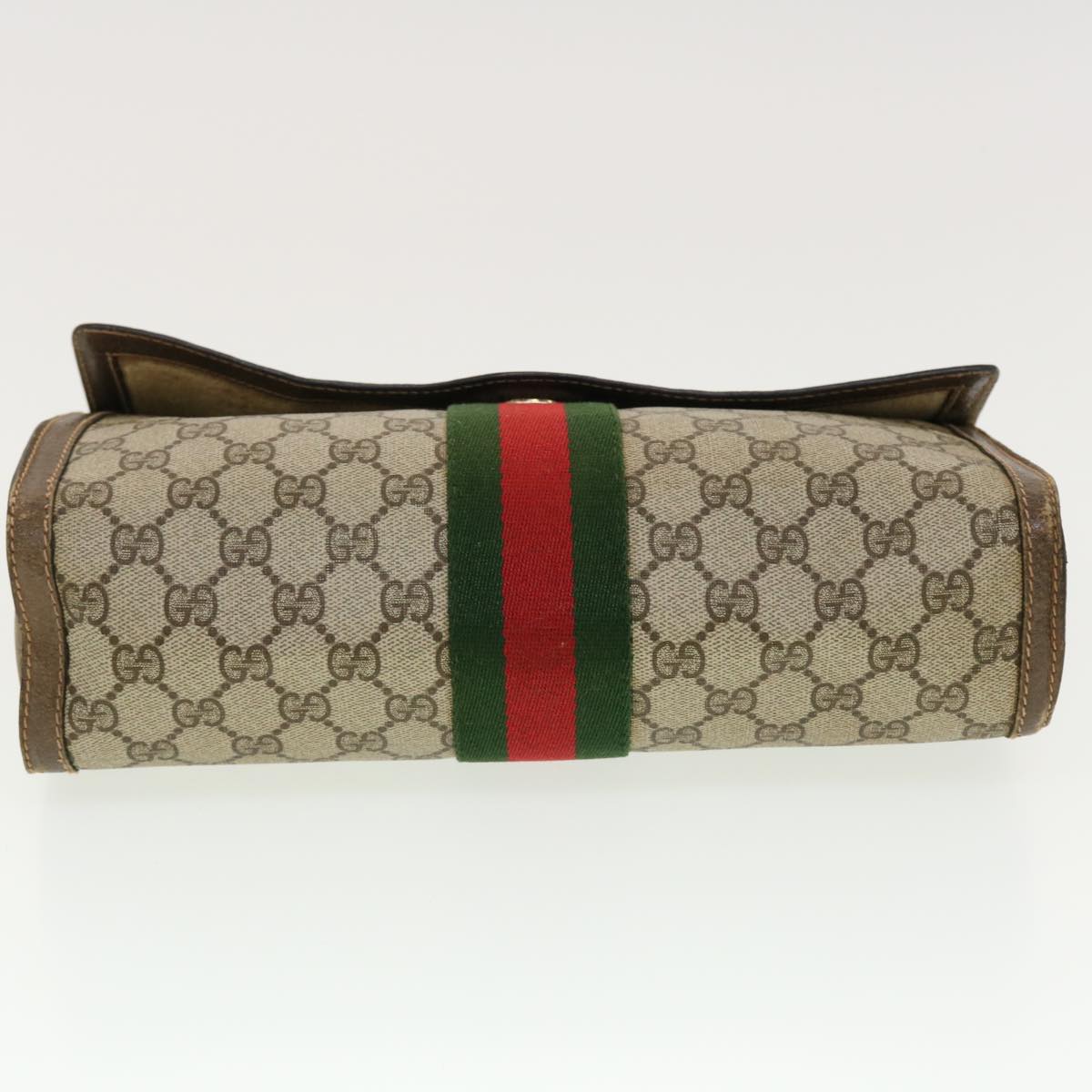 GUCCI GG Canvas Web Sherry Line Clutch Bag Beige Red 89.01.007 yk6645B
