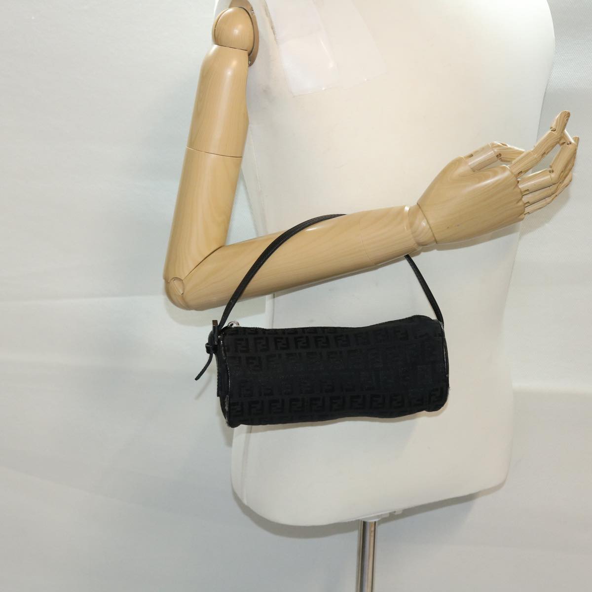 FENDI Zucchino Canvas Accessory Pouch Black 2370-7N0016028 yk6647B