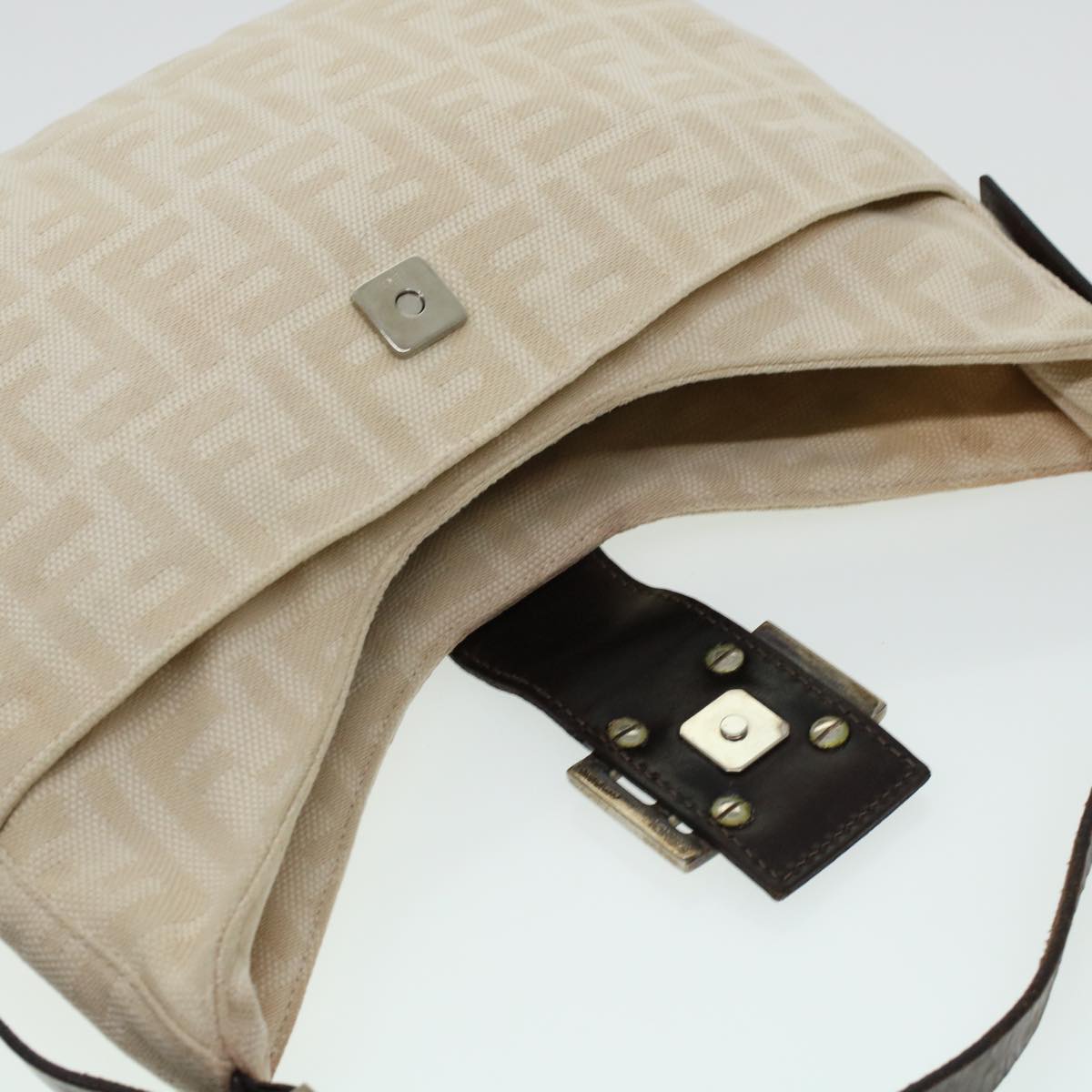 FENDI Zucca Canvas Mamma Baguette Shoulder Bag Beige 222826569008 yk6695B