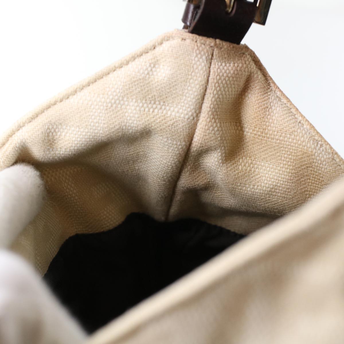 FENDI Zucca Canvas Mamma Baguette Shoulder Bag Beige 222826569008 yk6695B