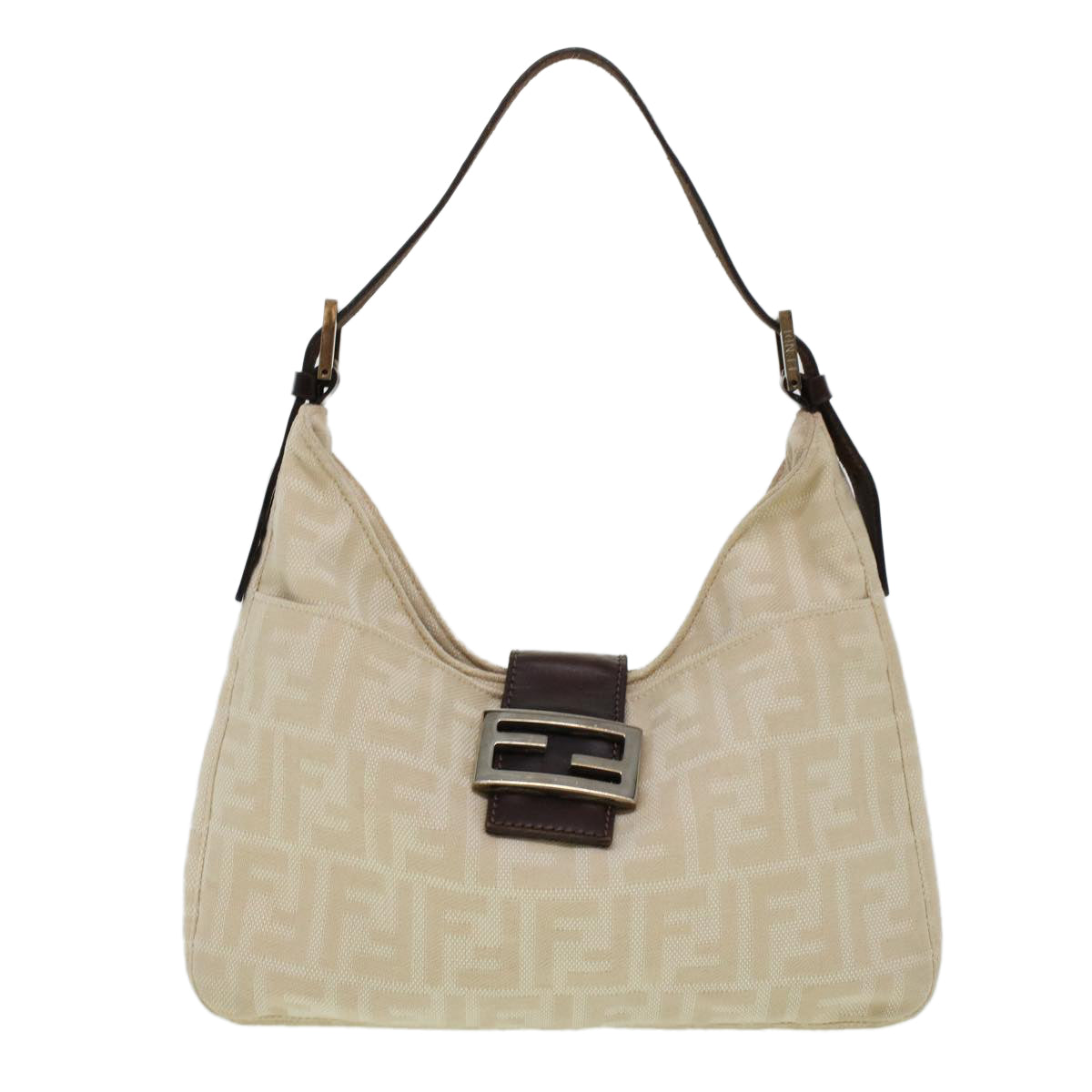 FENDI Zucca Canvas Mamma Baguette Shoulder Bag Beige 222826569008 yk6695B