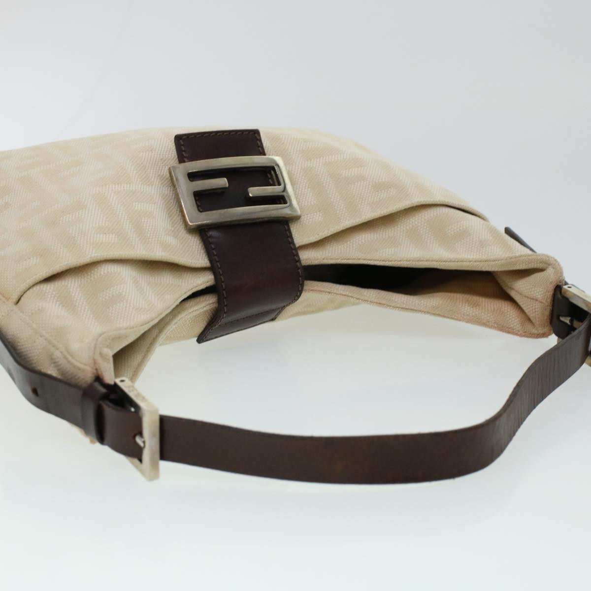 FENDI Zucca Canvas Mamma Baguette Shoulder Bag Beige 222826569008 yk6695B