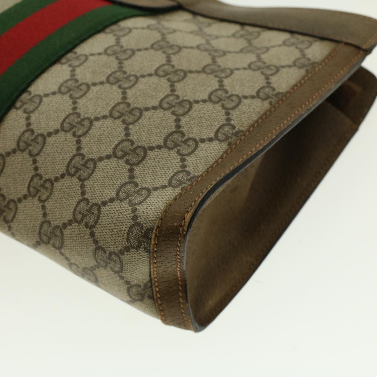 GUCCI GG Canvas Web Sherry Line Clutch Bag Beige Red Green 89.01.002 yk6702