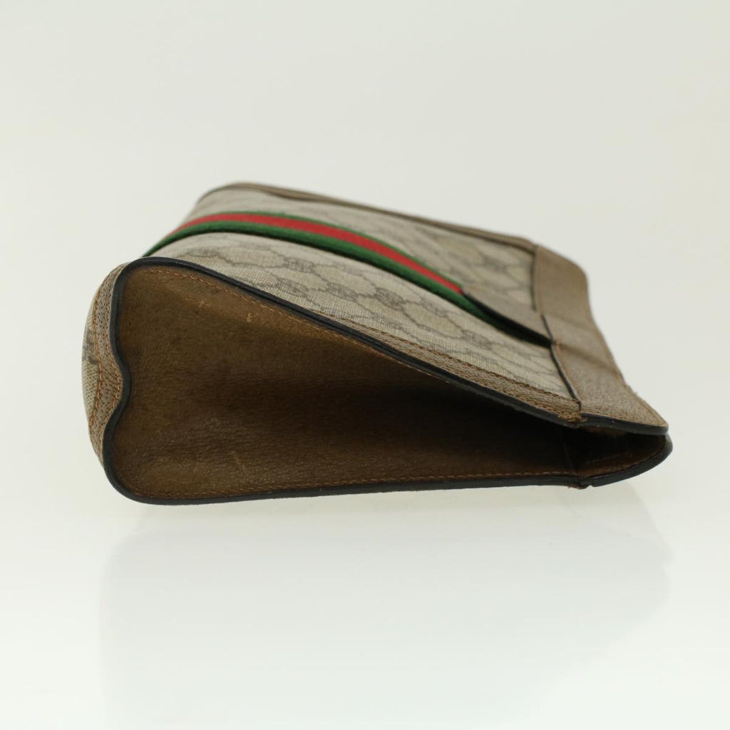 GUCCI GG Canvas Web Sherry Line Clutch Bag Beige Red Green 89.01.002 yk6702