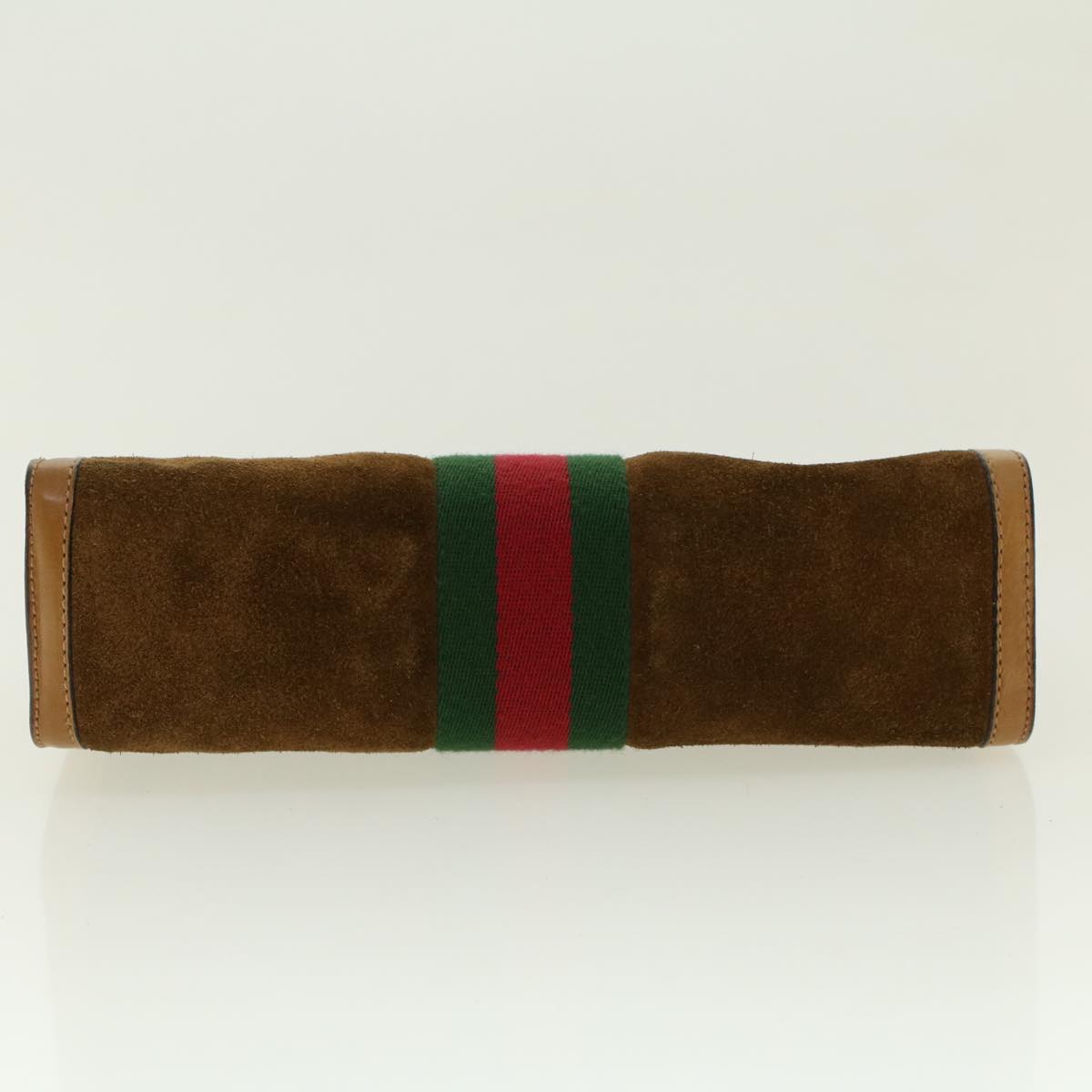 GUCCI Web Sherry Line Clutch Bag Suede Brown Green Red 37.014.2126 yk6703
