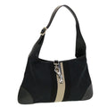 GUCCI GG Canvas Sherry Line Jackie Shoulder Bag Black White 0014057 yk6735B
