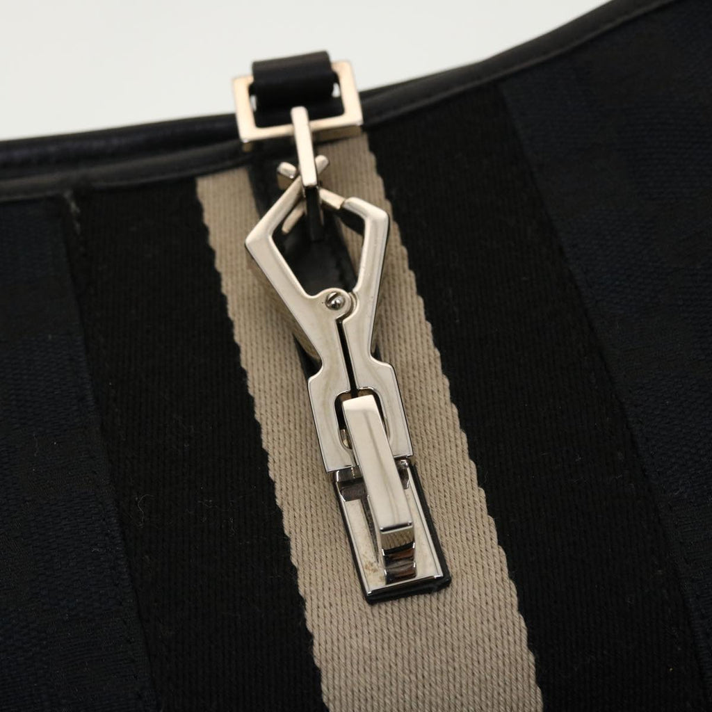 GUCCI GG Canvas Sherry Line Jackie Shoulder Bag Black White 0014057 yk6735B