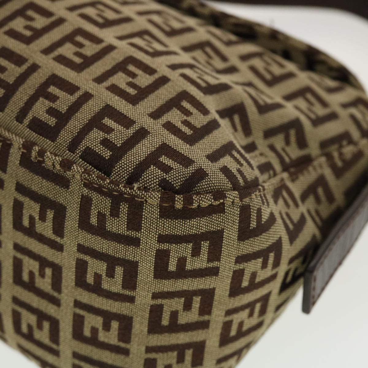 FENDI Zucchino Canvas Mamma Baguette Shoulder Bag Beige yk6738B
