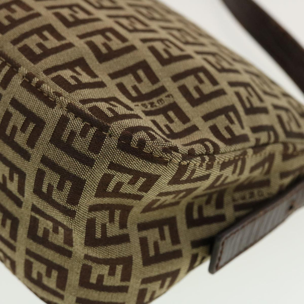 FENDI Zucchino Canvas Mamma Baguette Shoulder Bag Beige yk6738B