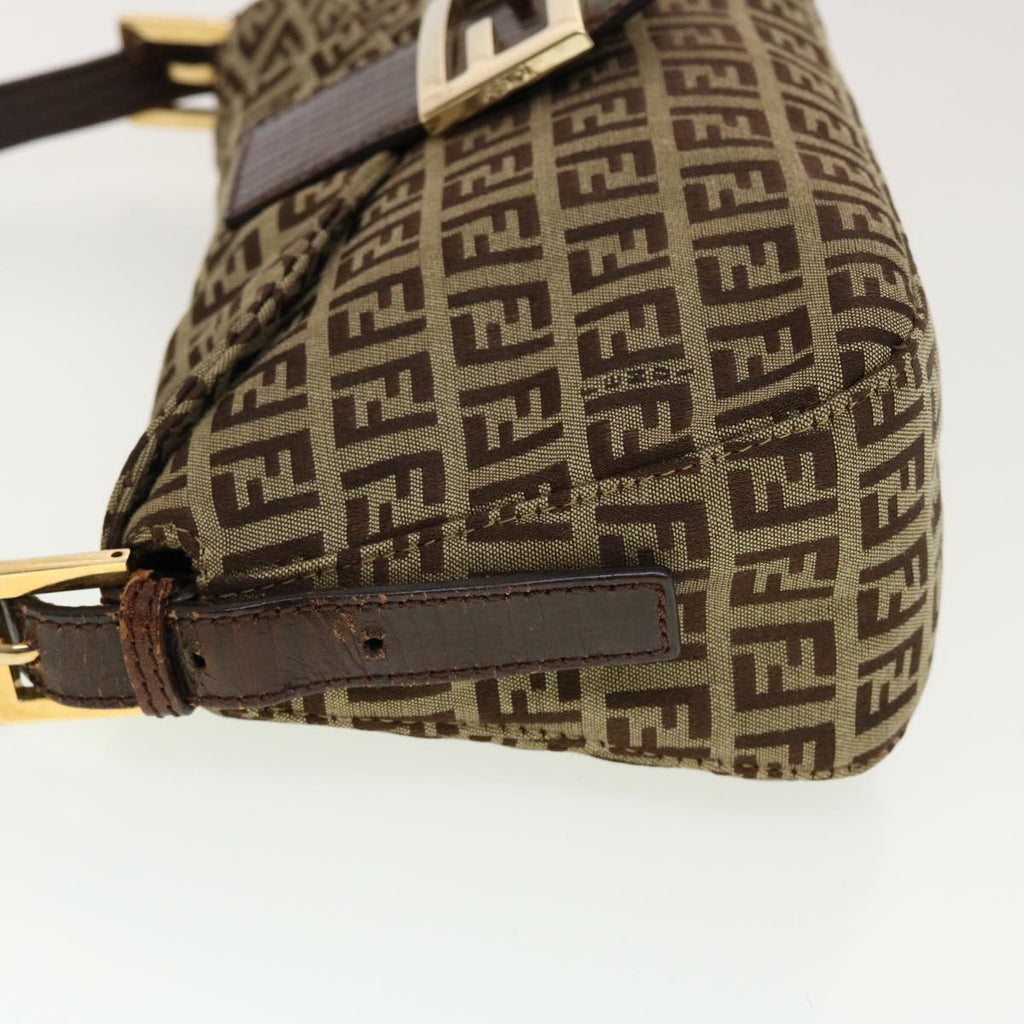 FENDI Zucchino Canvas Mamma Baguette Shoulder Bag Beige yk6738B