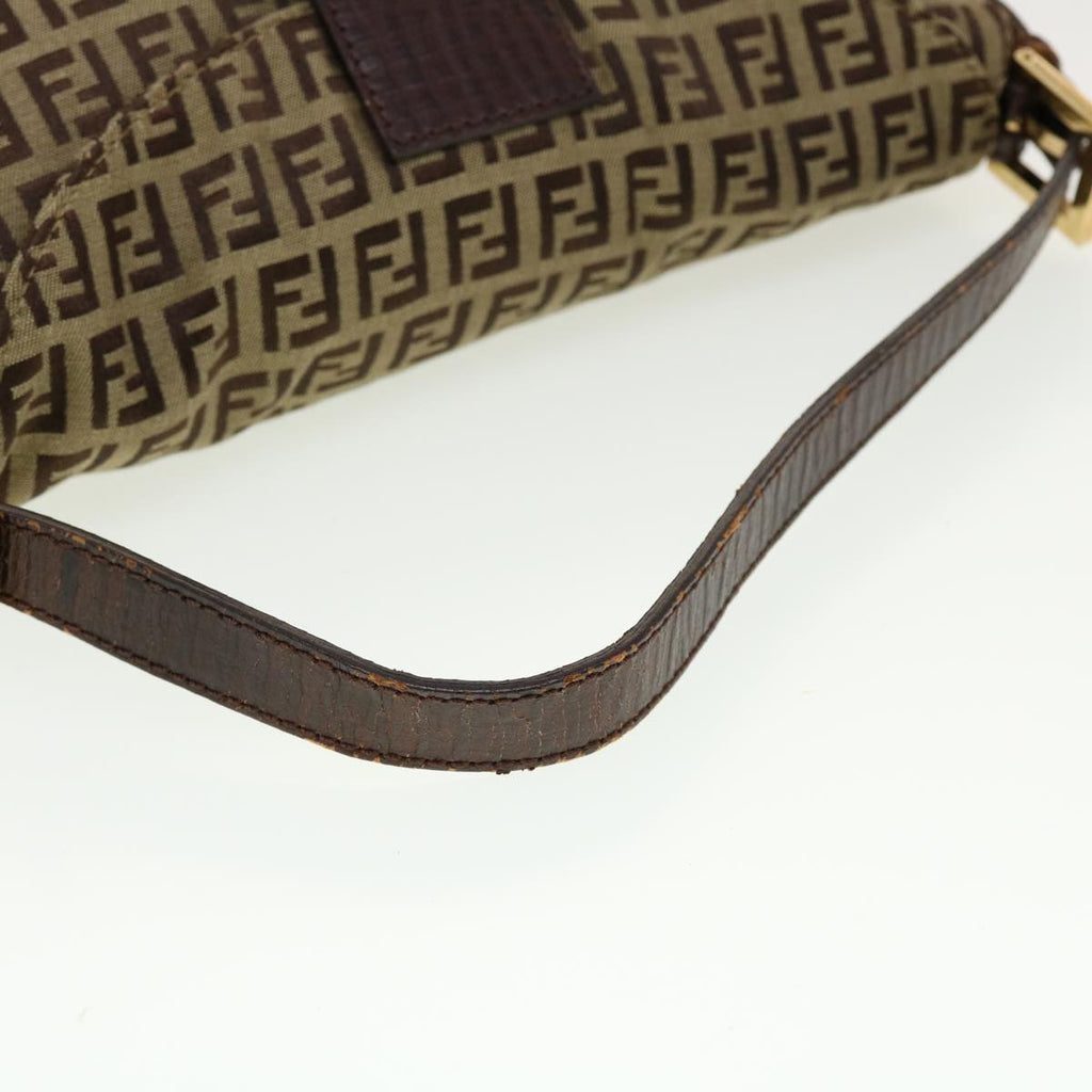 FENDI Zucchino Canvas Mamma Baguette Shoulder Bag Beige yk6738B
