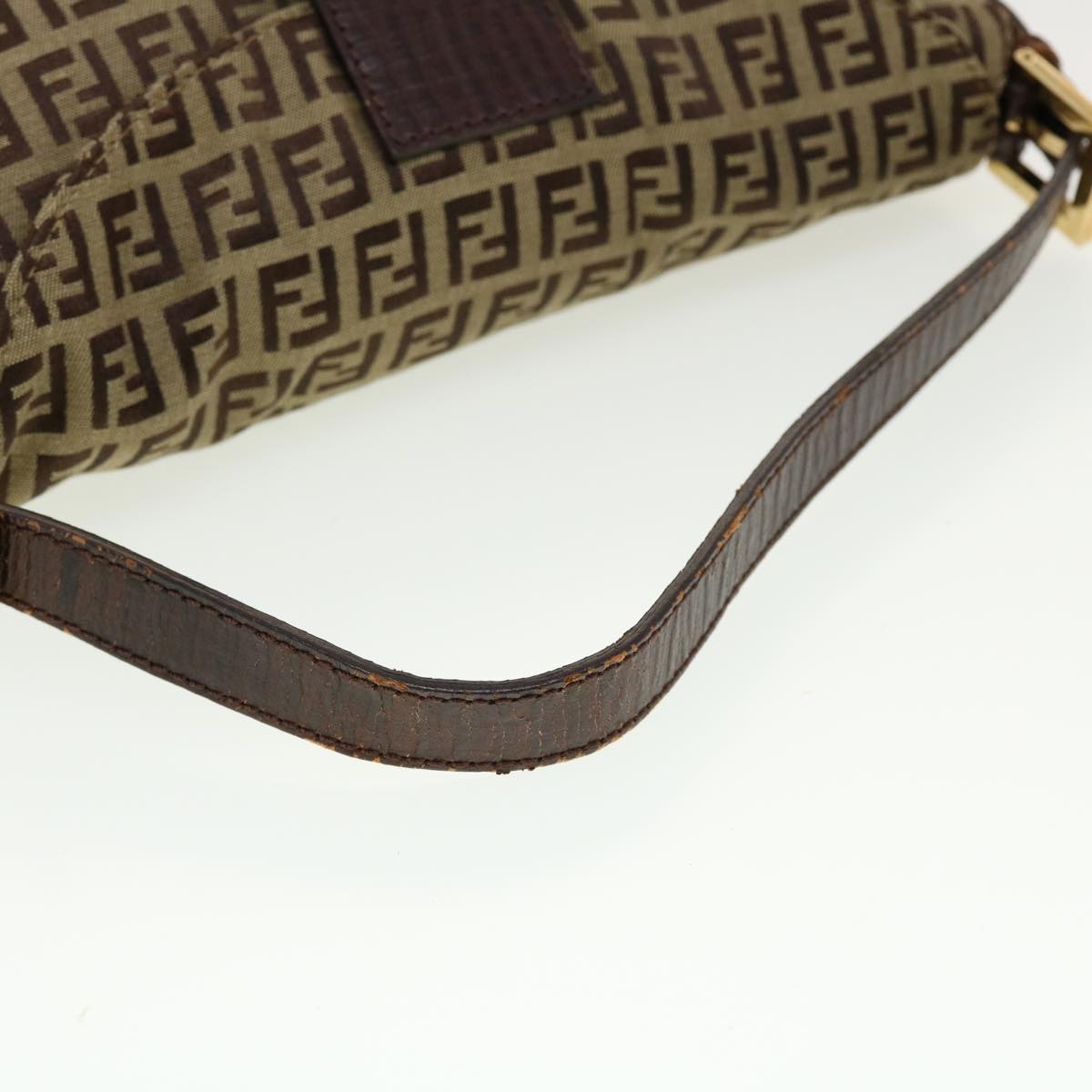 FENDI Zucchino Canvas Mamma Baguette Shoulder Bag Beige yk6738B