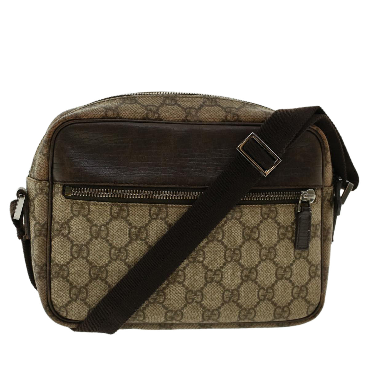 GUCCI GG Canvas Shoulder Bag PVC Leather Beige 114291 yk6778
