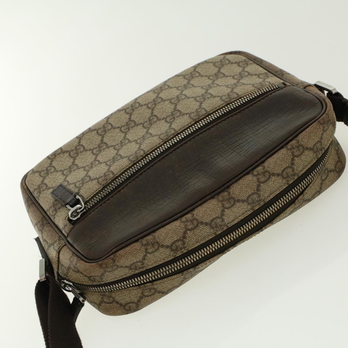GUCCI GG Canvas Shoulder Bag PVC Leather Beige 114291 yk6778