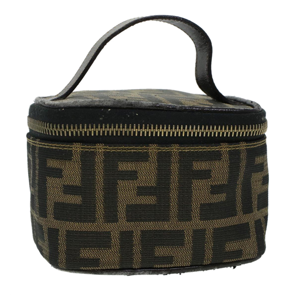 FENDI Zucca Canvas Vanity Cosmetic Pouch Black Brown yk6874B