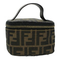 FENDI Zucca Canvas Vanity Cosmetic Pouch Black Brown yk6874B