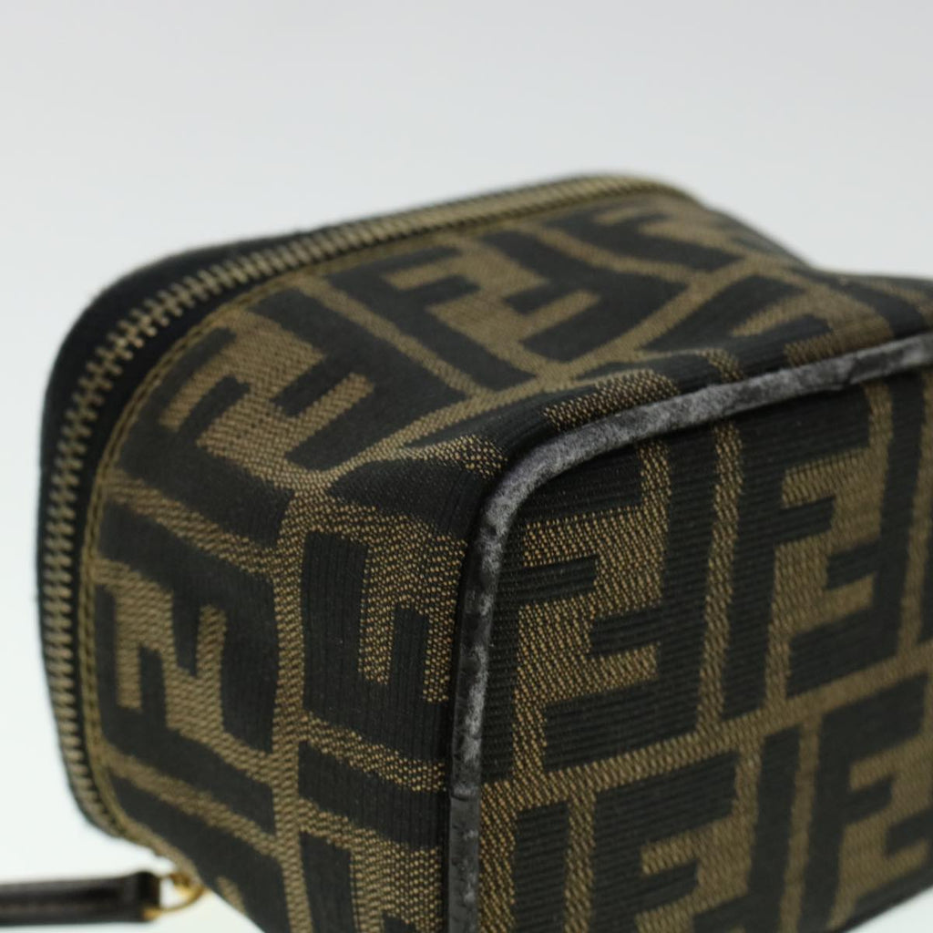 FENDI Zucca Canvas Vanity Cosmetic Pouch Black Brown yk6874B