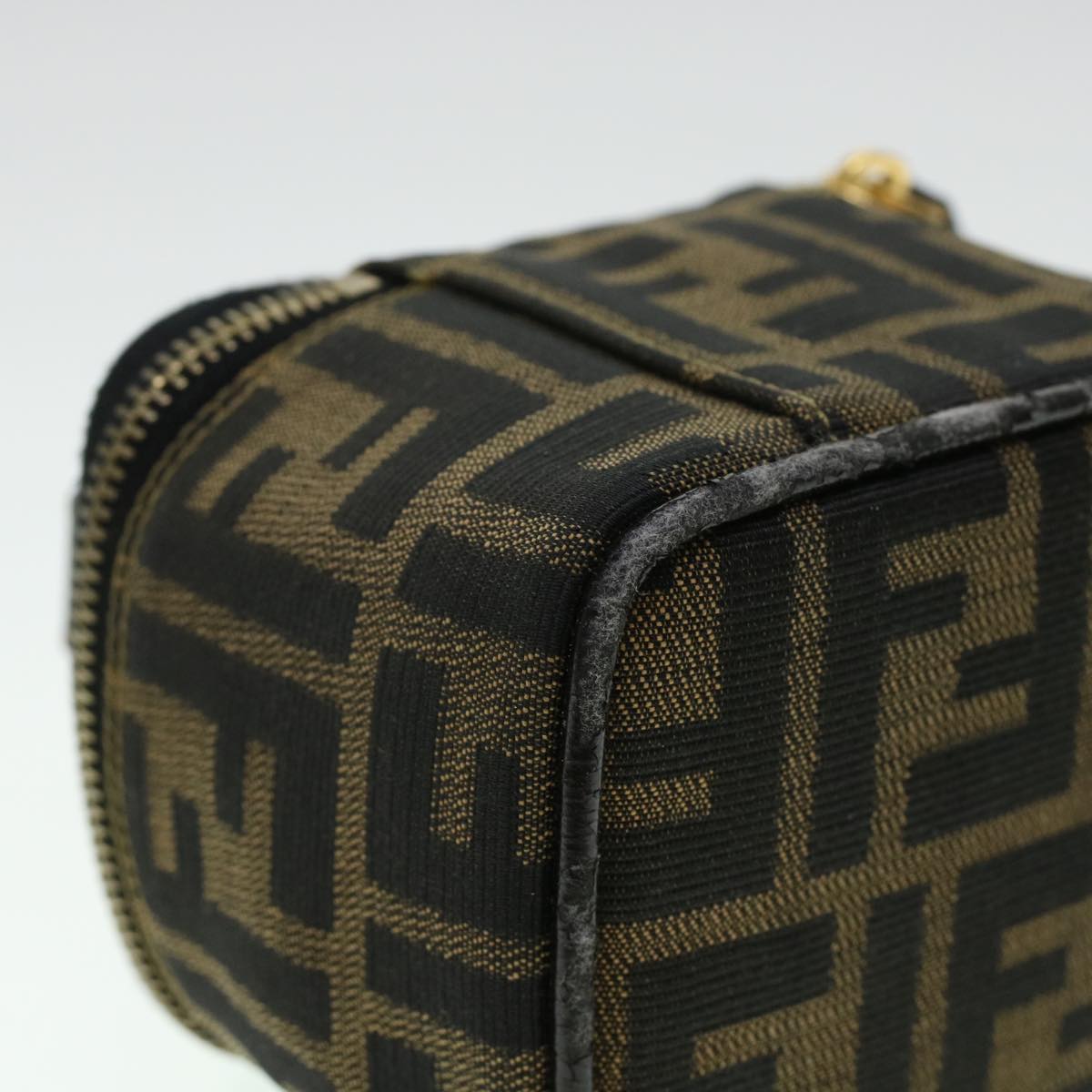 FENDI Zucca Canvas Vanity Cosmetic Pouch Black Brown yk6874B