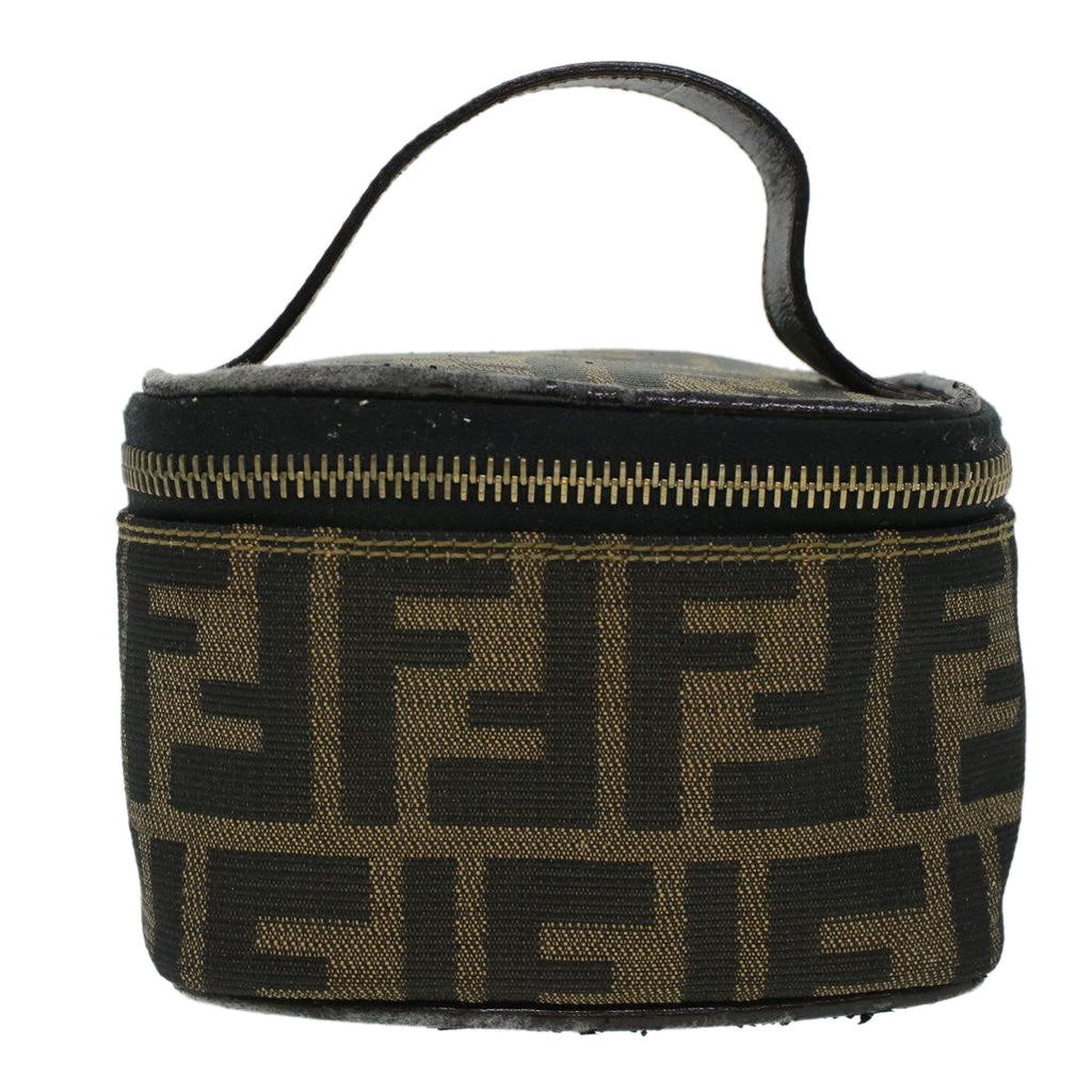 FENDI Zucca Canvas Vanity Cosmetic Pouch Black Brown yk6874B