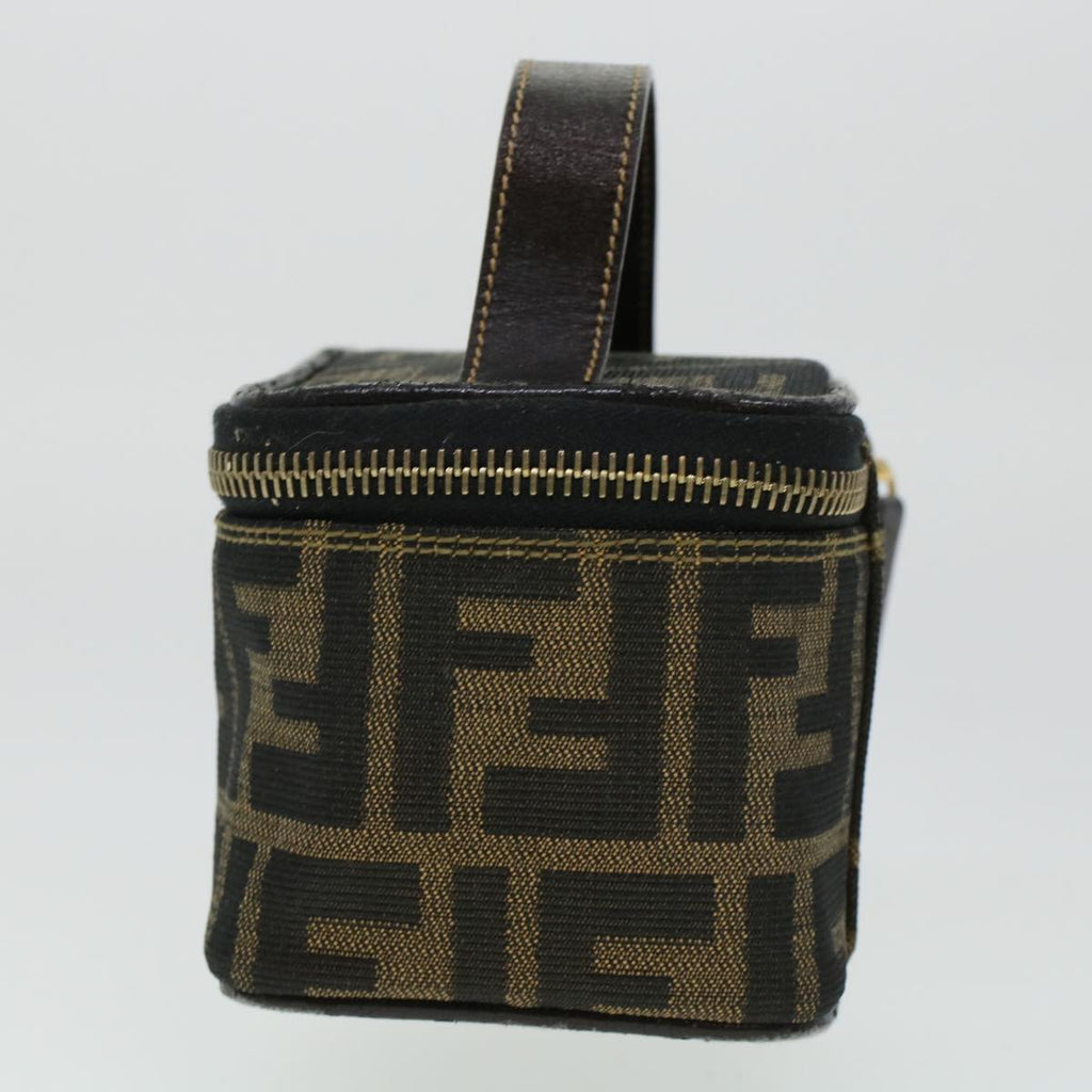 FENDI Zucca Canvas Vanity Cosmetic Pouch Black Brown yk6874B