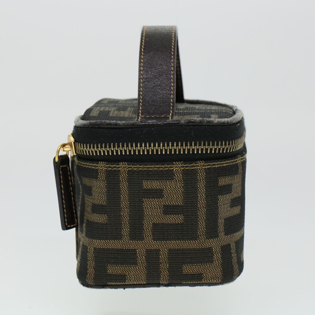 FENDI Zucca Canvas Vanity Cosmetic Pouch Black Brown yk6874B