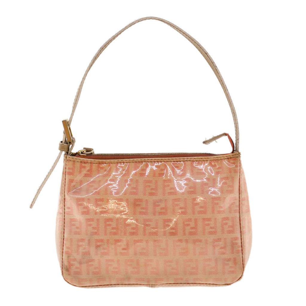 FENDI Zucchino Canvas Hand Bag Patent leather Orange 010.26810.018 yk6878B