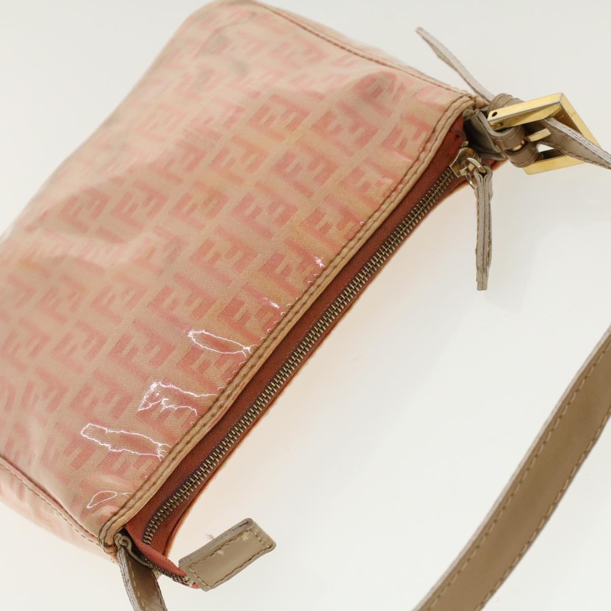 FENDI Zucchino Canvas Hand Bag Patent leather Orange 010.26810.018 yk6878B